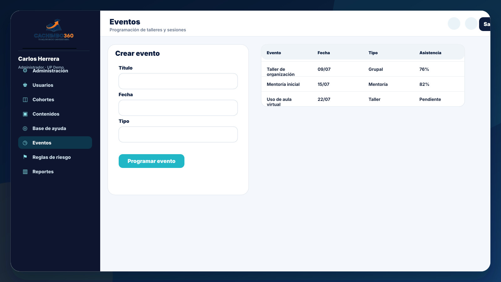 Administración de eventos